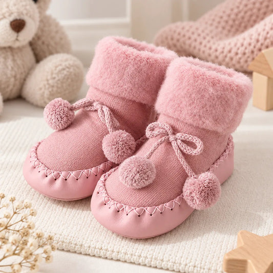 Chausson enfant pompon doublure