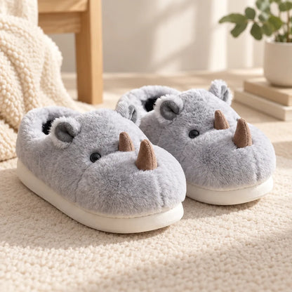 Chausson rhinocéros peluche
