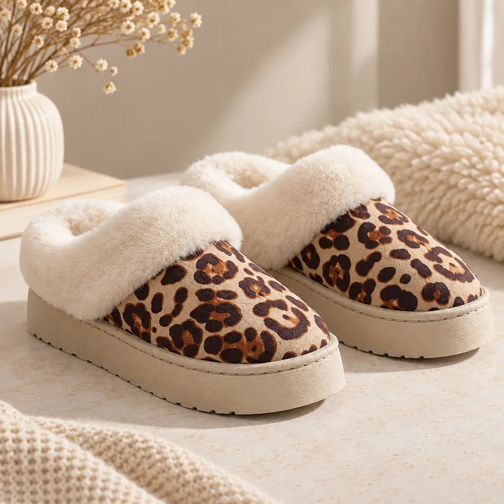 Chausson femme motif léopard