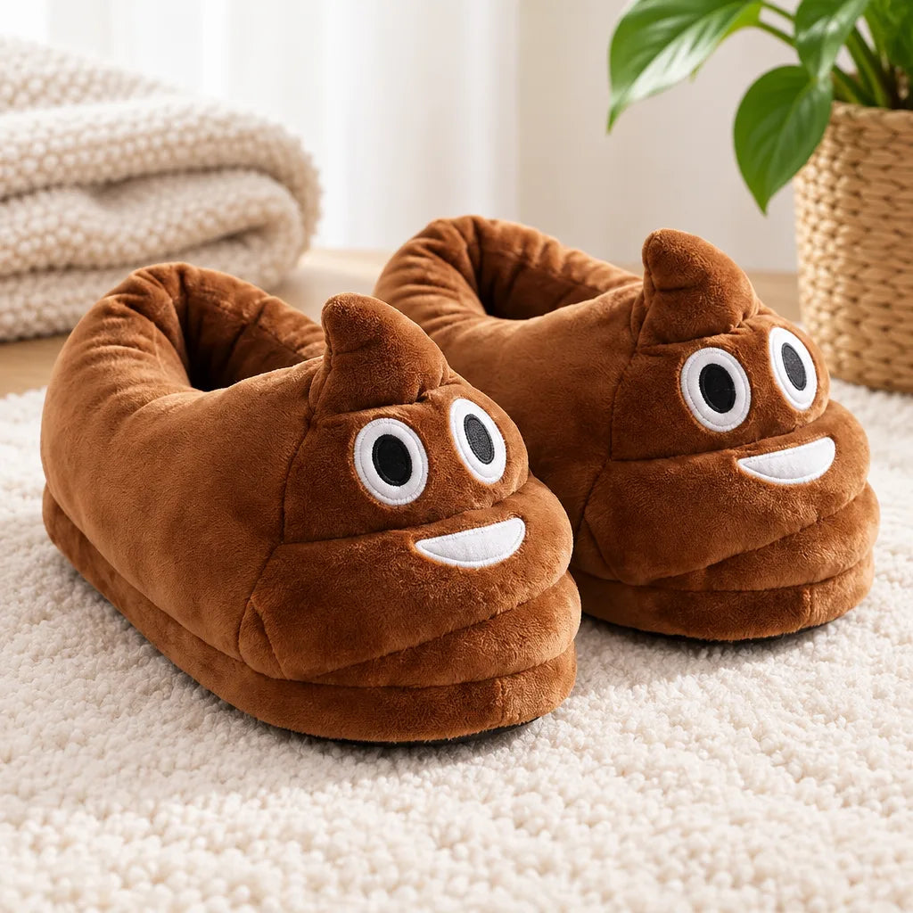 Chausson emoji caca marron