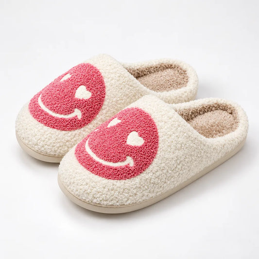 Chausson femme smiley rose