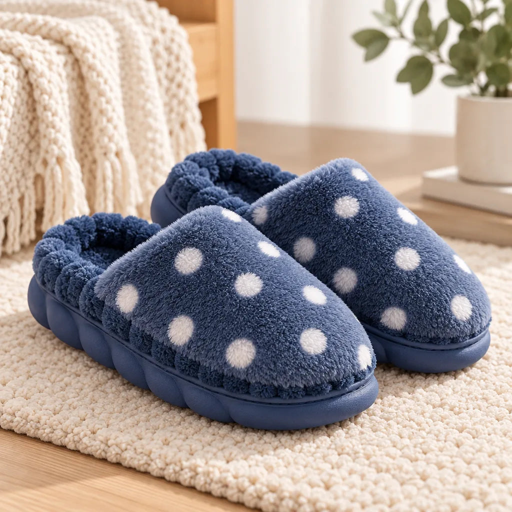 Chausson femme motif pois