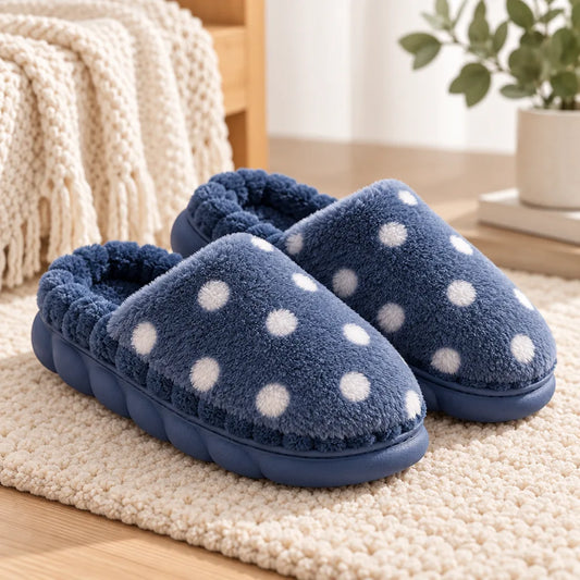 Chausson femme motif pois