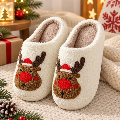 Chausson femme renne noel