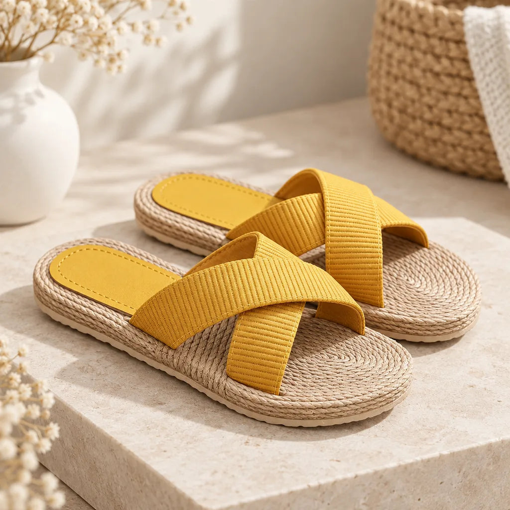 Sandales chaussons femme chanvre