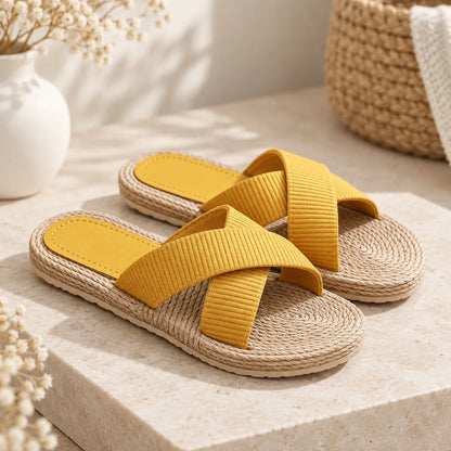 Sandales chaussons femme chanvre