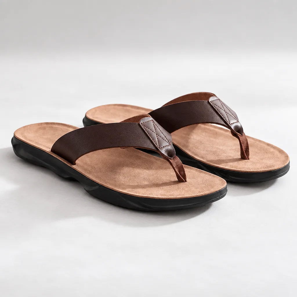 Tongs homme cuir pu