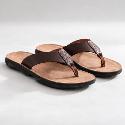 Tongs homme cuir pu