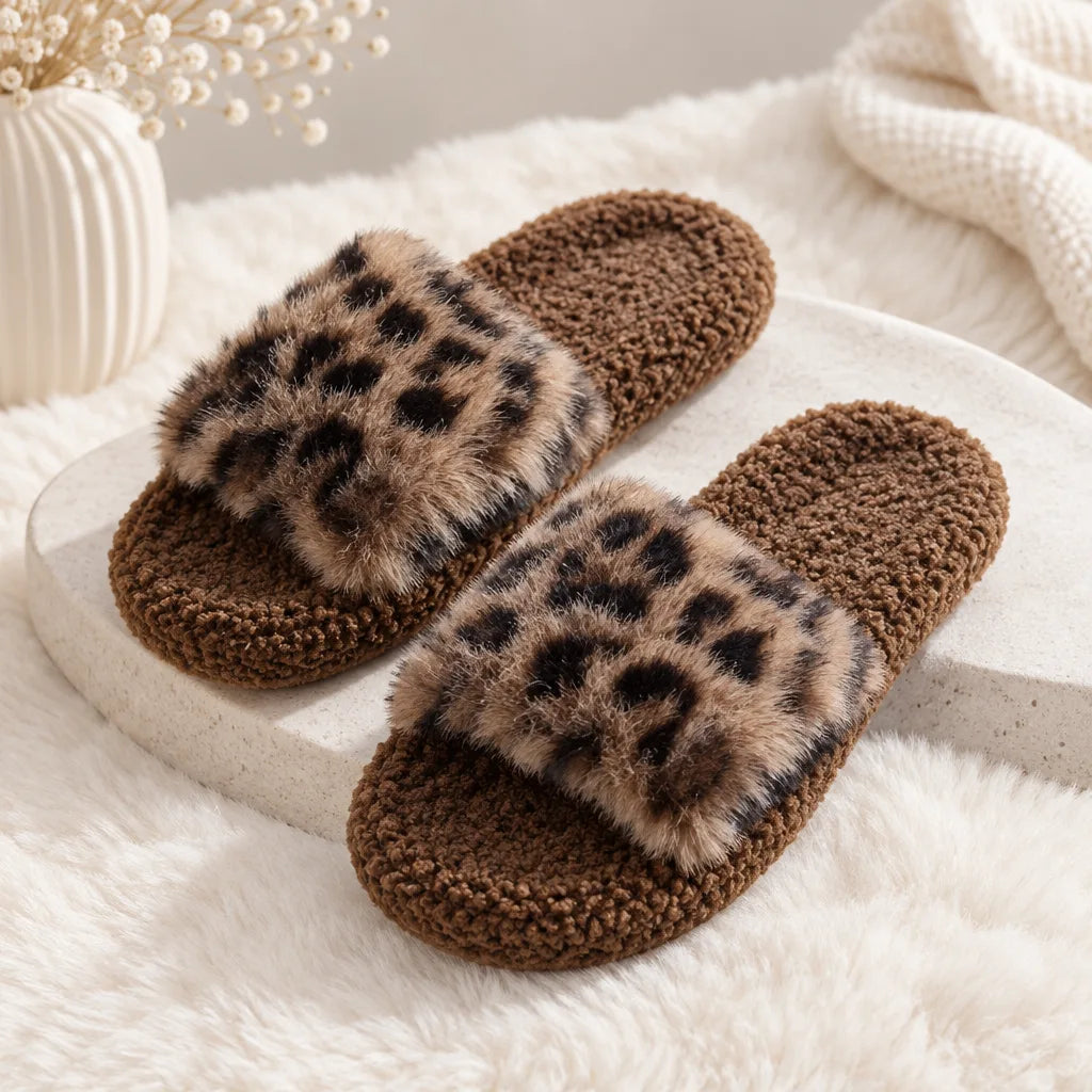 Chausson femme motif léopard