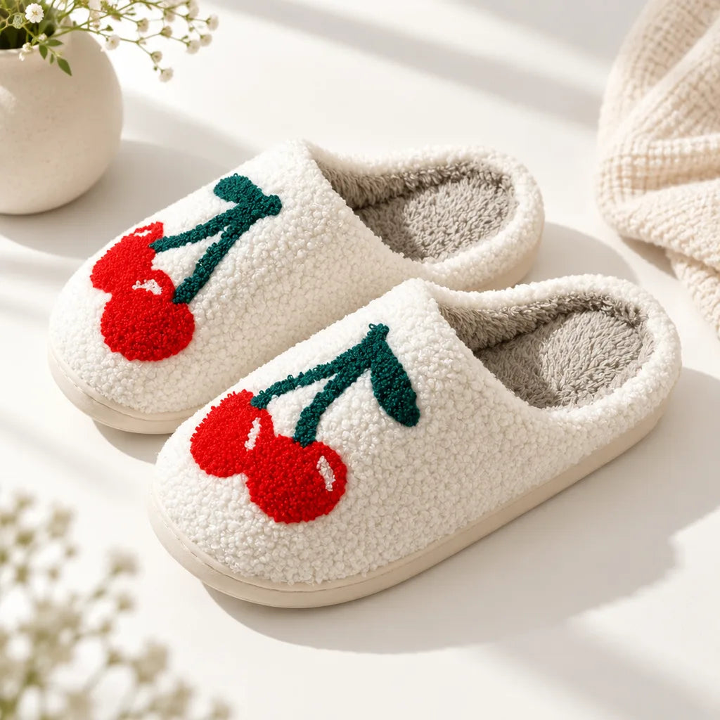 Chausson femme motif cerise