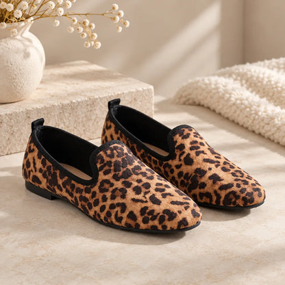 Chausson plat faux leopard