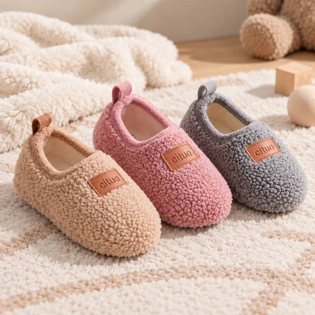 Chausson enfant peluche antidérapant