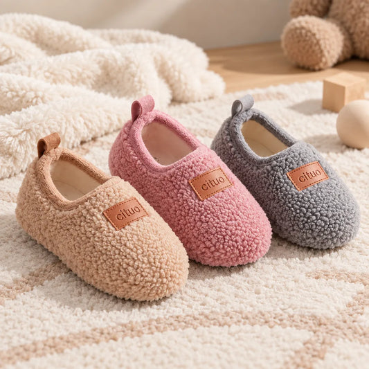 Chausson enfant peluche antidérapant