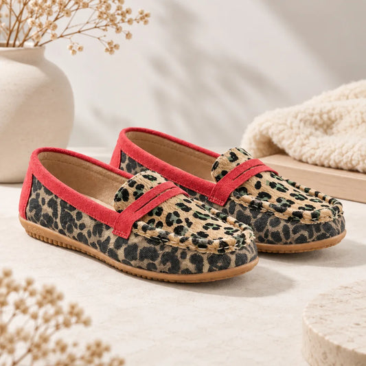 Chausson femme imprimé léopard