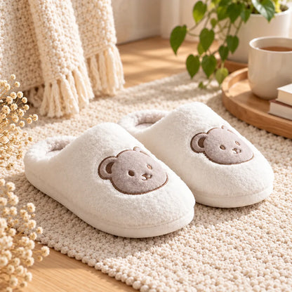 Chausson femme motif ourson