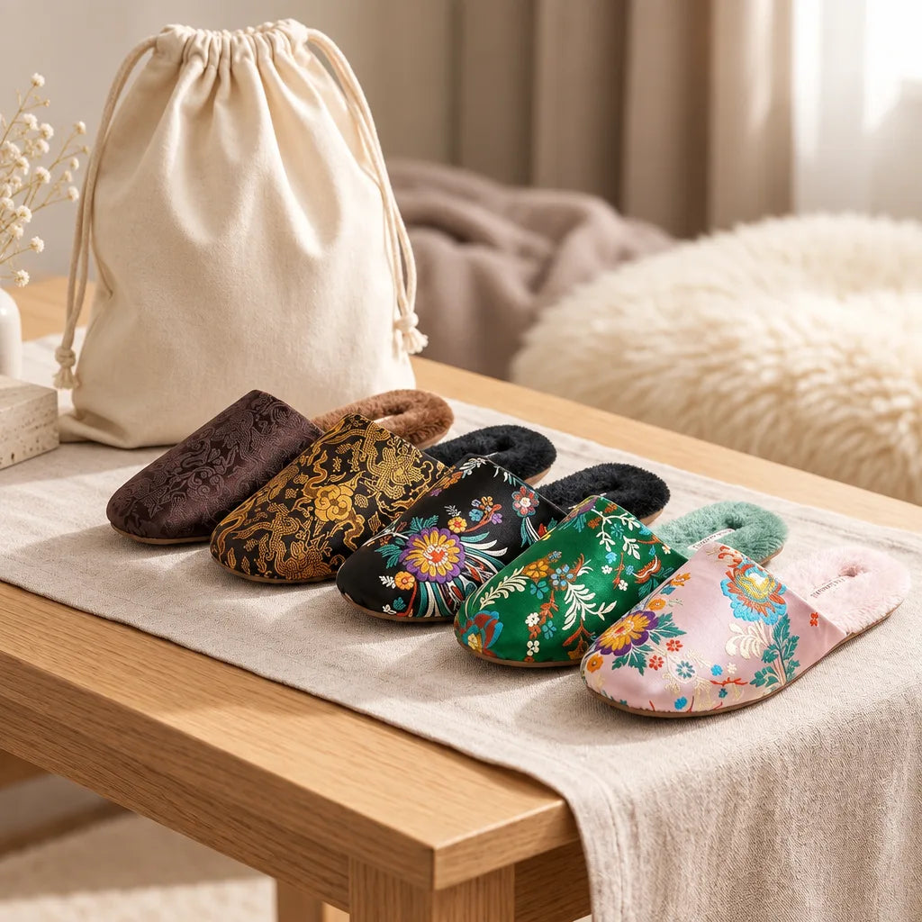 Chausson style chinois velours