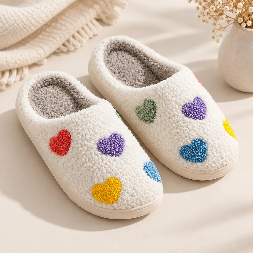Chausson femme motif coeur