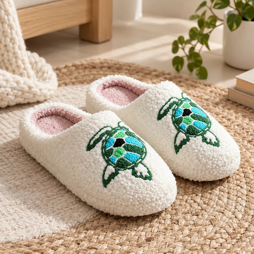 Chausson tortue brodée fausse