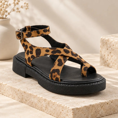 Sandale femme motif leopard
