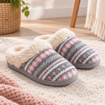 Chausson femme fourré rose