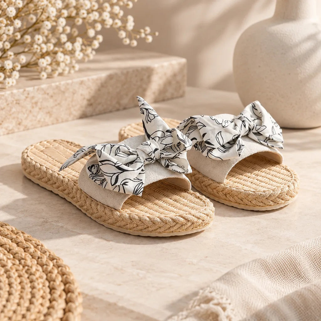 Sandales femme nœud floral
