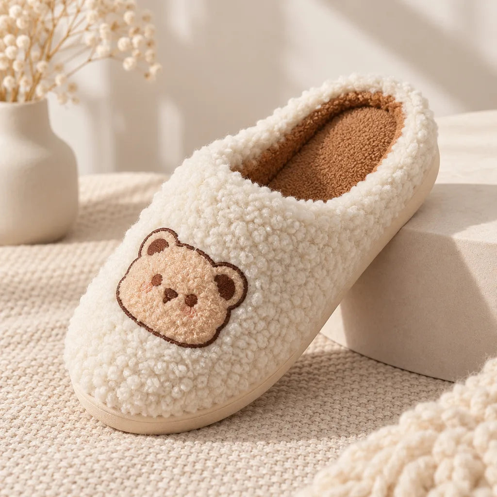 Chausson femme motif ours