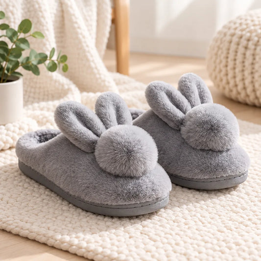 Chausson lapin peluche femme