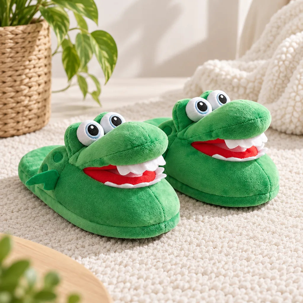 Chausson crocodile rigolo femme