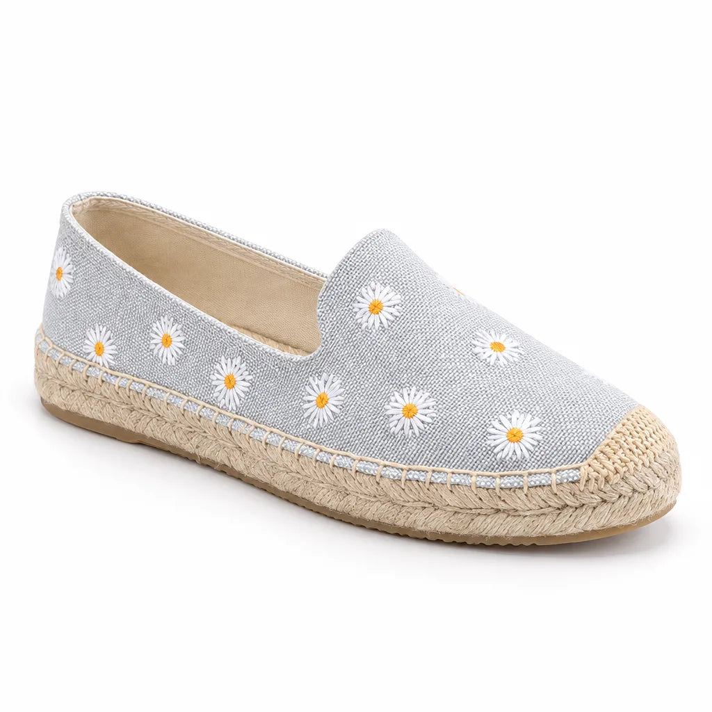 Chausson femme espadrille marguerites