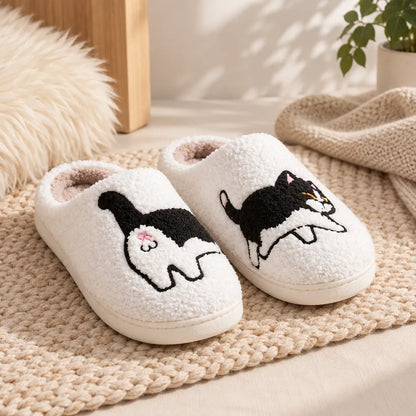 Chausson femme motif chat