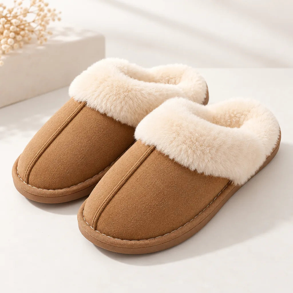 Chaussons imitation daim fourrés