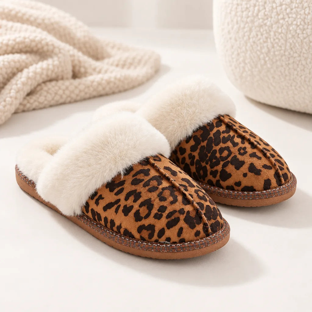 Chausson femme motif léopard