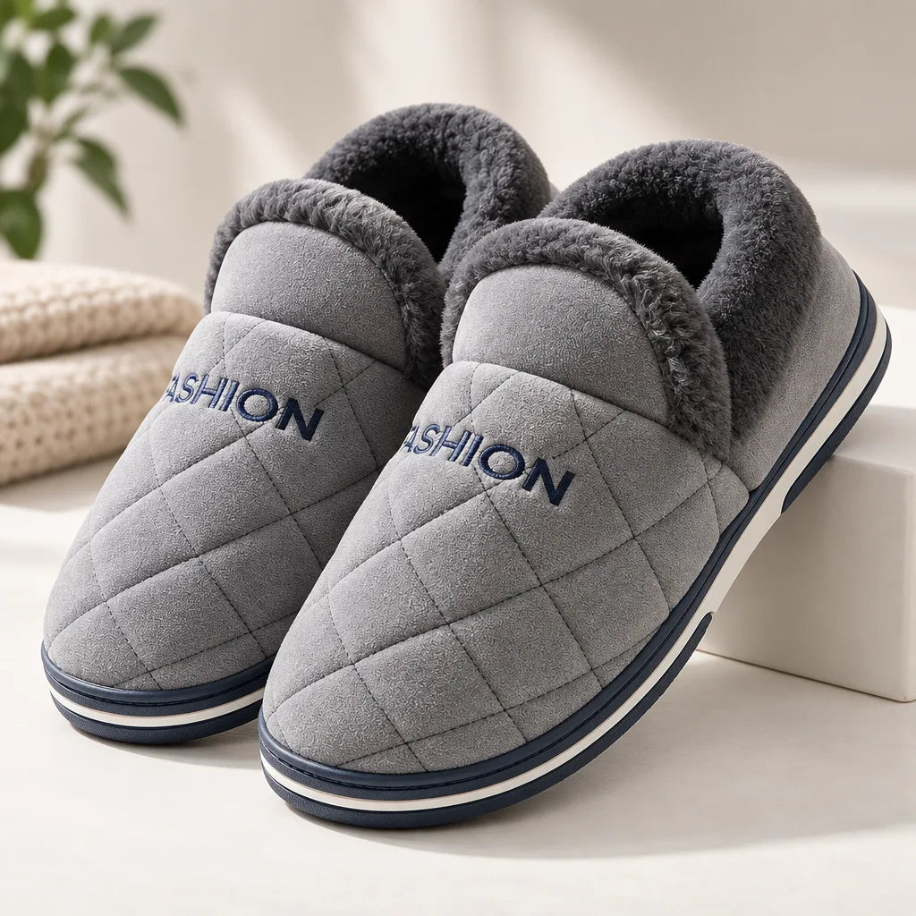 Chausson homme fourré antidérapant