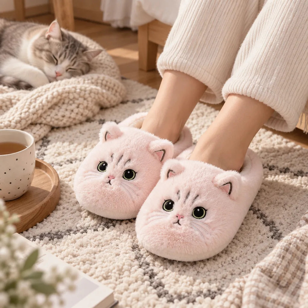 Chausson chat femme avec