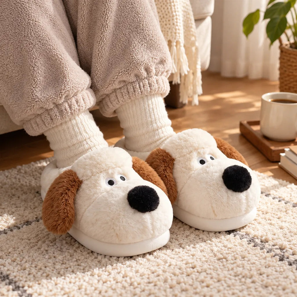 Chausson chien cartoon peluche