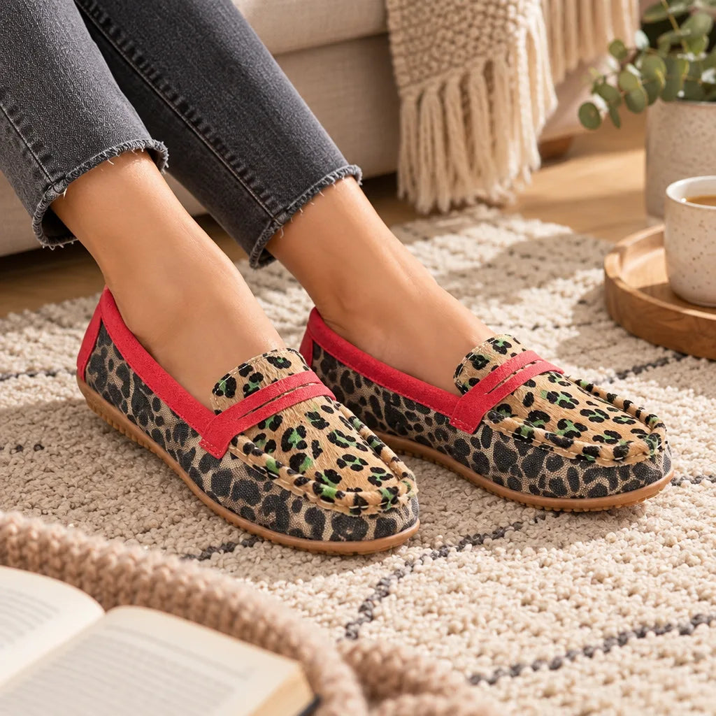 Chausson femme imprimé léopard