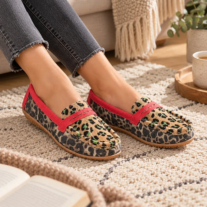 Chausson femme imprimé léopard
