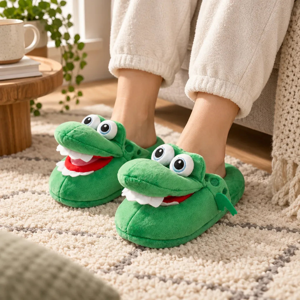 Chausson crocodile rigolo femme