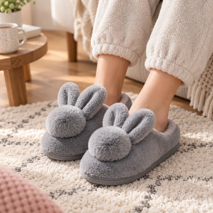 Chausson lapin peluche femme