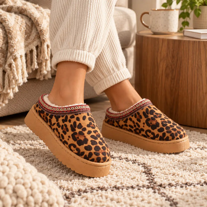 Chausson plateforme femme motif