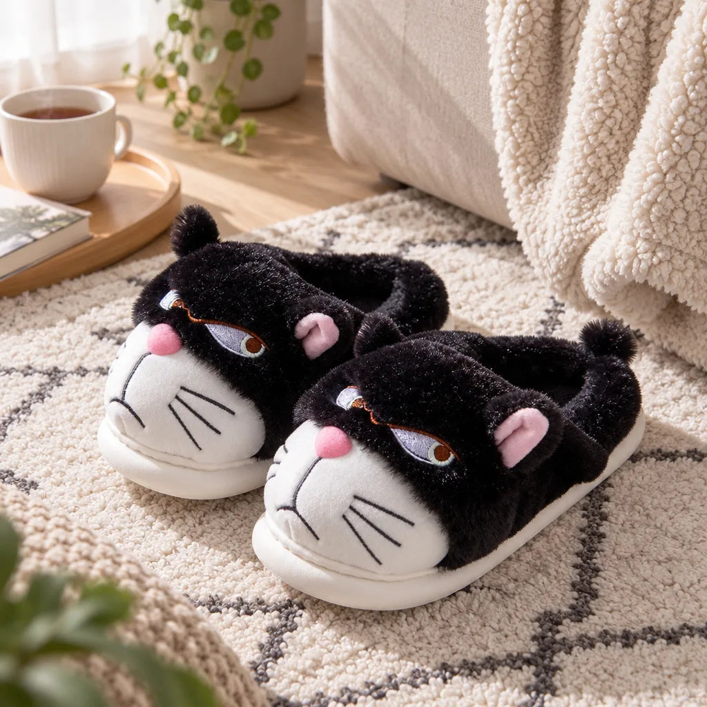 Chausson femme motif chat