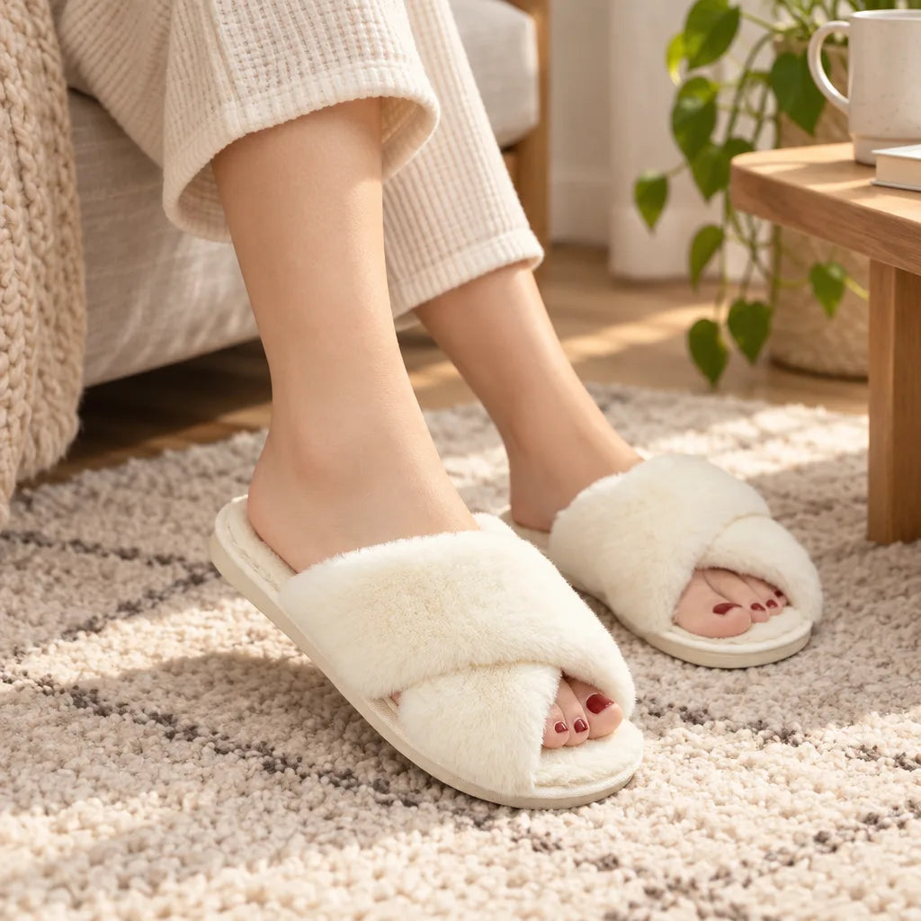 Chausson sandale femme peluche