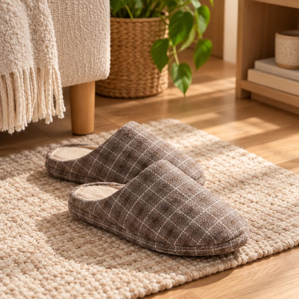 Chausson intérieur motif carreaux
