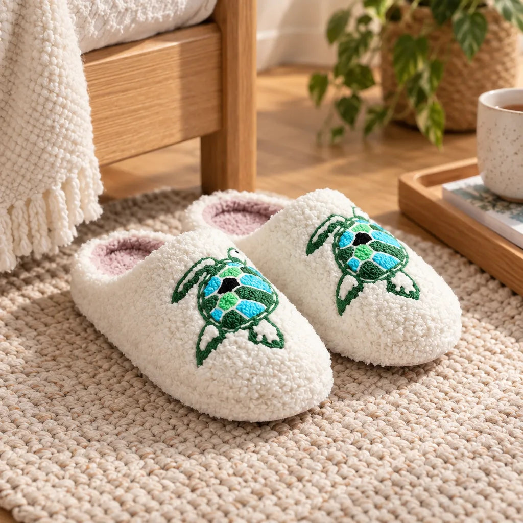 Chausson tortue brodée fausse