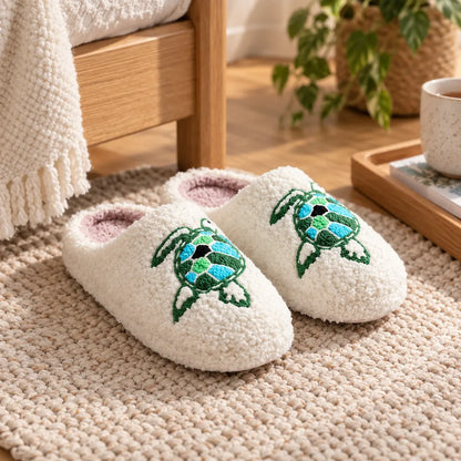Chausson tortue brodée fausse
