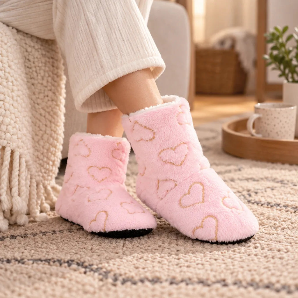 Chausson femme motif coeur