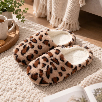 Chausson femme imprimé léopard