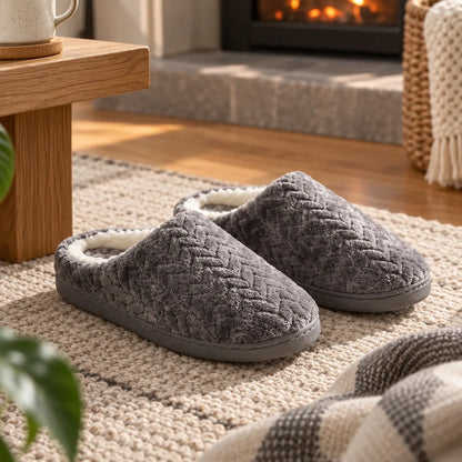 Chausson homme hiver gris