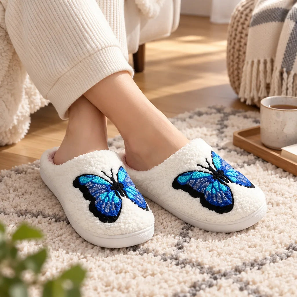 Chausson femme papillon doublure