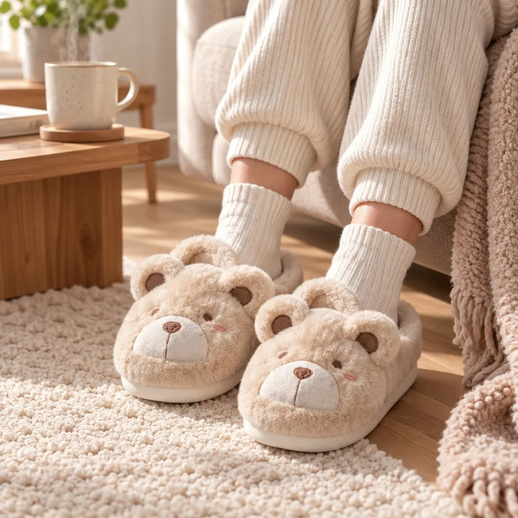 Chaussons animaux femme hiver